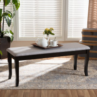 Baxton Studio RH036-Grey/Dark Brown-Dining Bench Cornelie Modern and Contemporary Transitional Grey Fabric Upholstered and Dark Brown Finished Wood Dining Bench